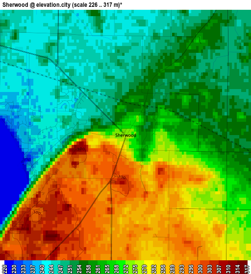 Sherwood elevation map