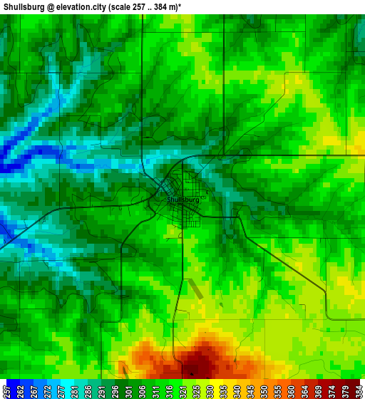 Shullsburg elevation map