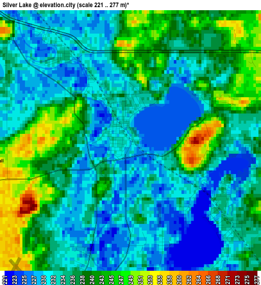 Silver Lake elevation map