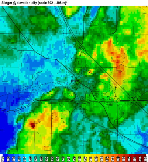 Slinger elevation map