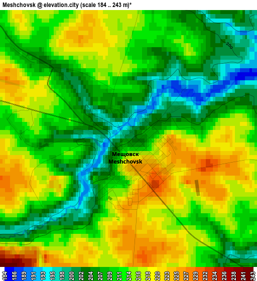 Meshchovsk elevation map