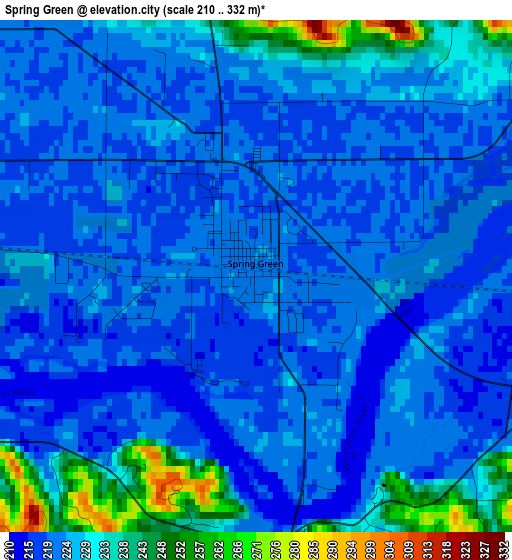 Spring Green elevation map