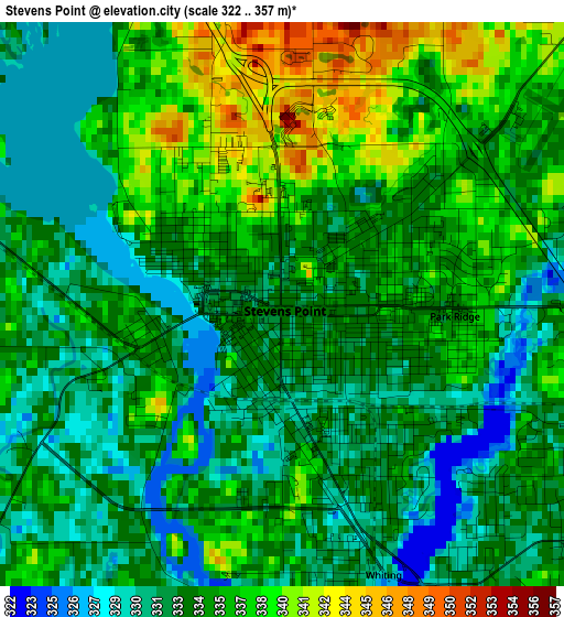 Stevens Point elevation map