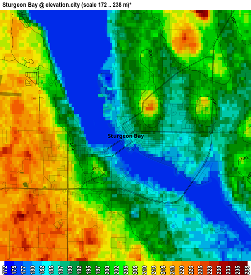 Sturgeon Bay elevation map