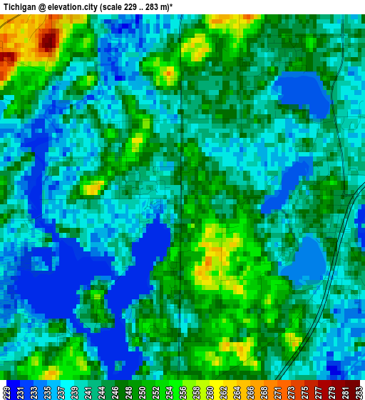 Tichigan elevation map