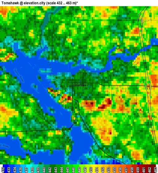 Tomahawk elevation map