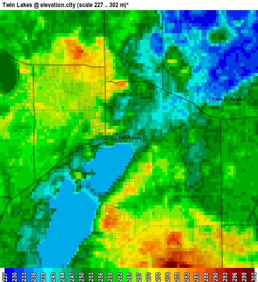 Twin Lakes elevation map