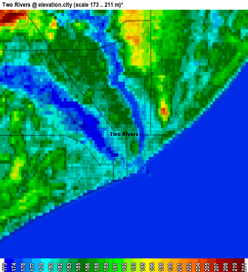 Two Rivers elevation map