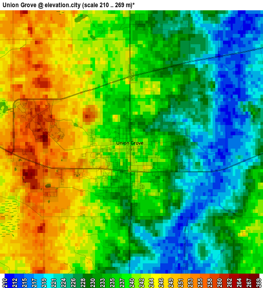 Union Grove elevation map