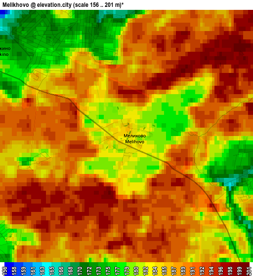 Melikhovo elevation map