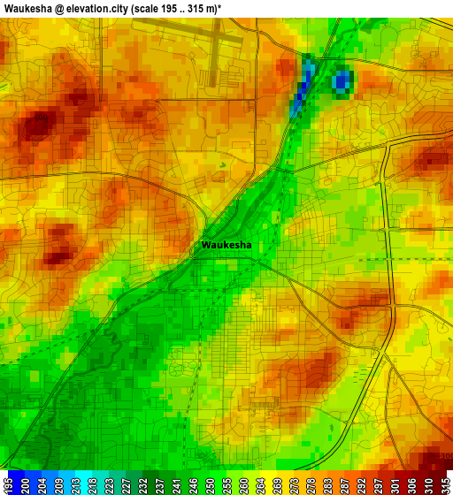 Waukesha elevation map