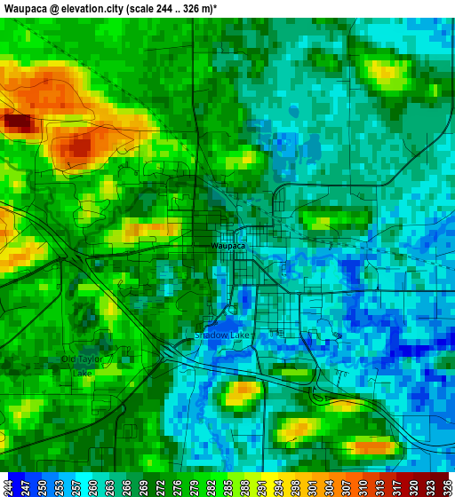 Waupaca elevation map