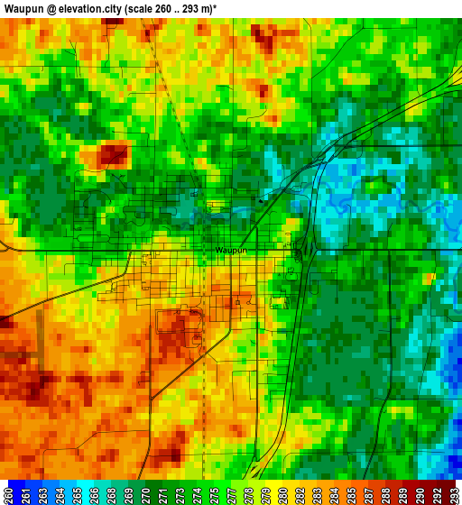 Waupun elevation map