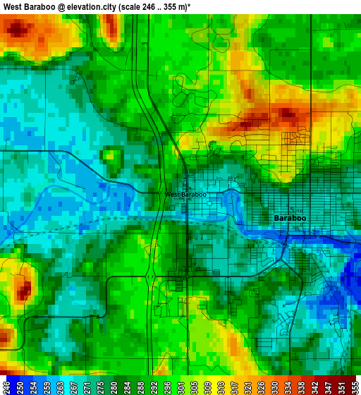 West Baraboo elevation map