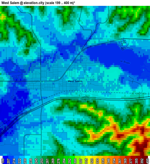West Salem elevation map