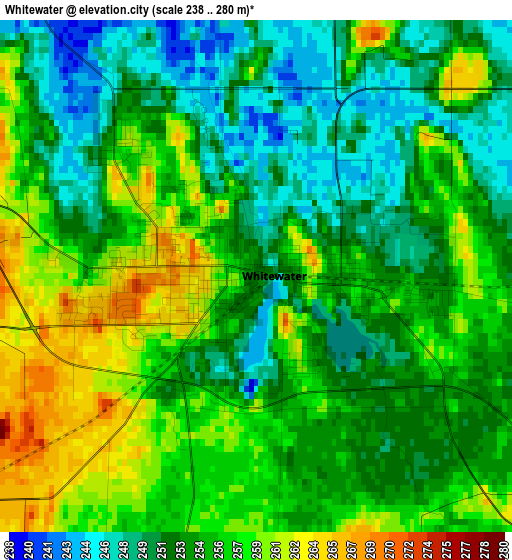 Whitewater elevation map