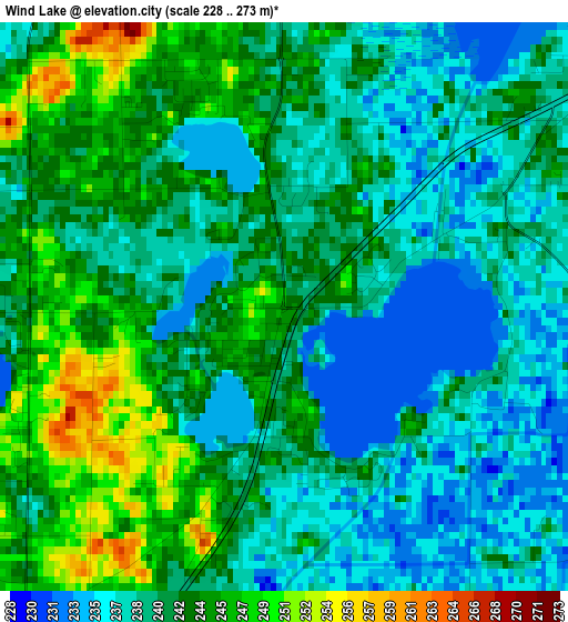 Wind Lake elevation map