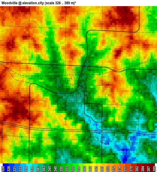 Woodville elevation map