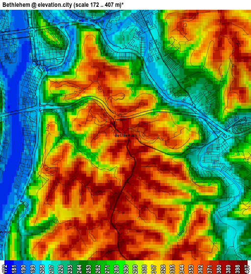 Bethlehem elevation map