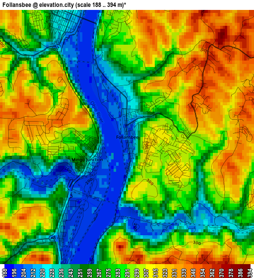 Follansbee elevation map