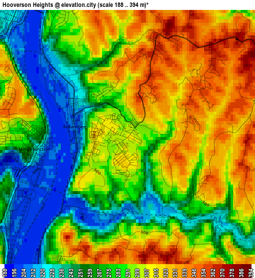 Hooverson Heights elevation map