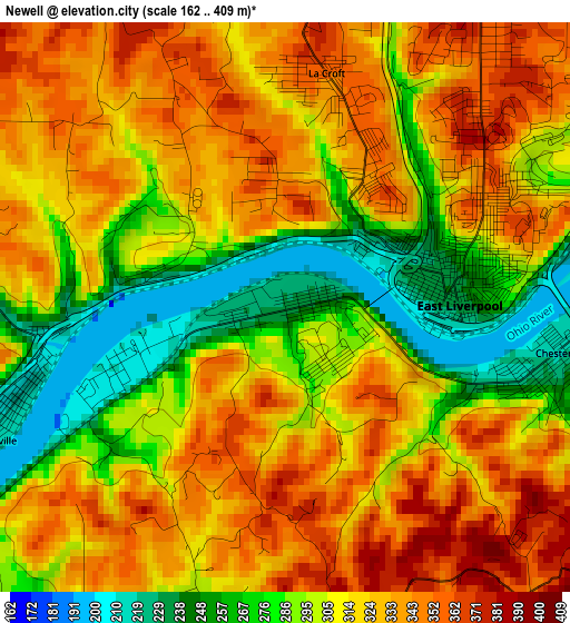 Newell elevation map