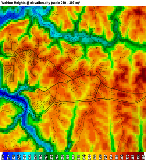 Weirton Heights elevation map