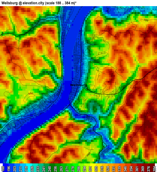 Wellsburg elevation map