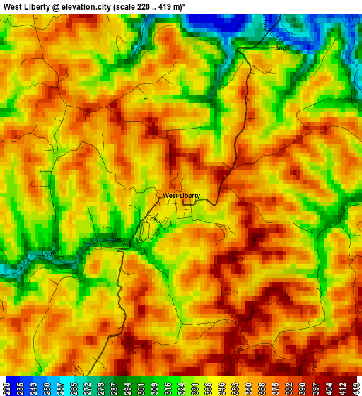 West Liberty elevation map