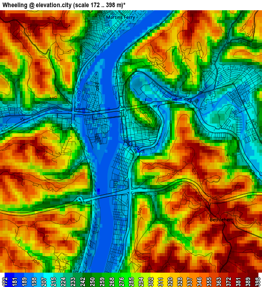 Wheeling elevation map