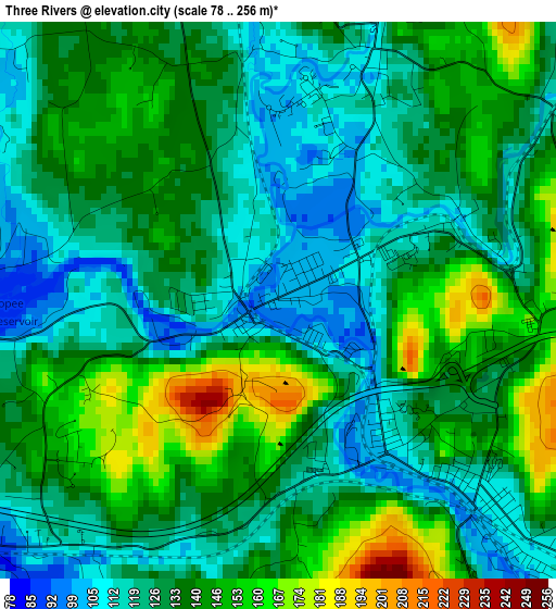 Three Rivers elevation map