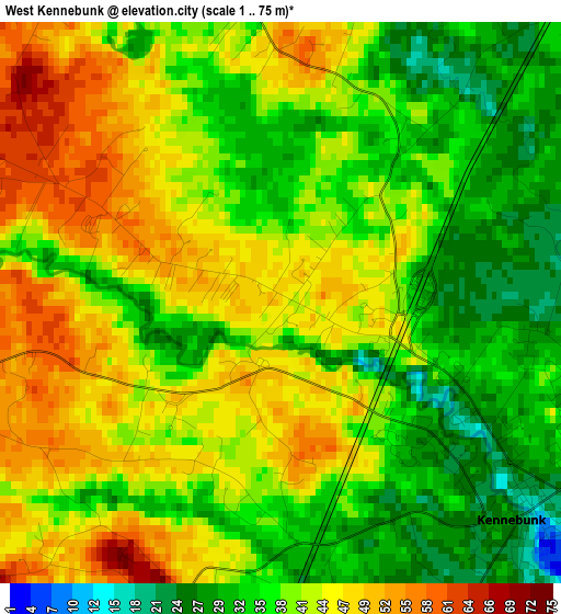 West Kennebunk elevation map