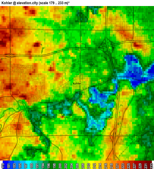 Kohler elevation map