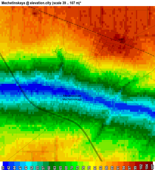 Mechetinskaya elevation map