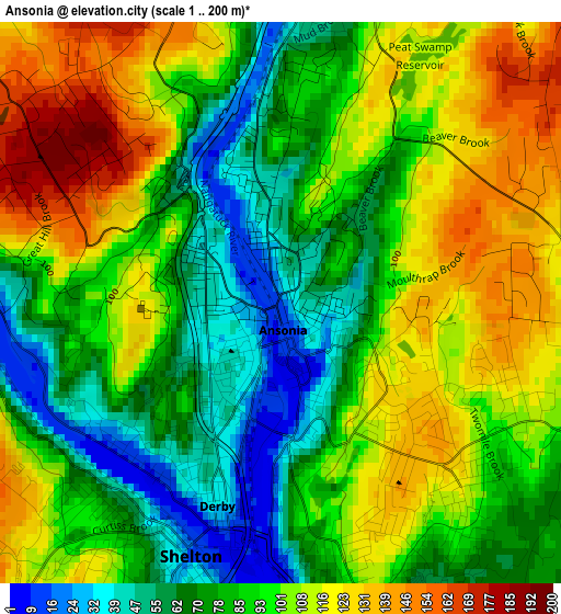 Ansonia elevation map