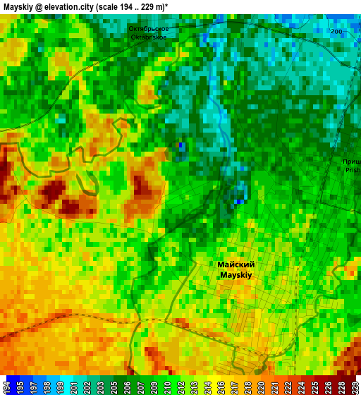 Mayskiy elevation map