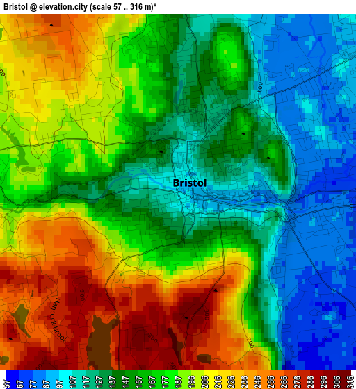 Bristol elevation map