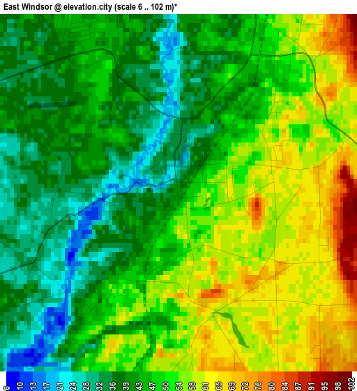 East Windsor elevation map