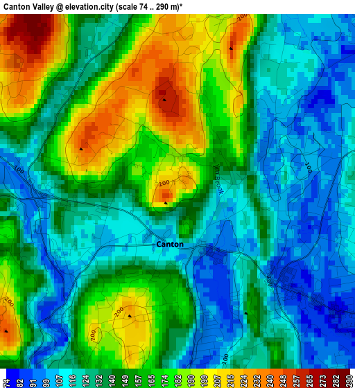 Canton Valley elevation map