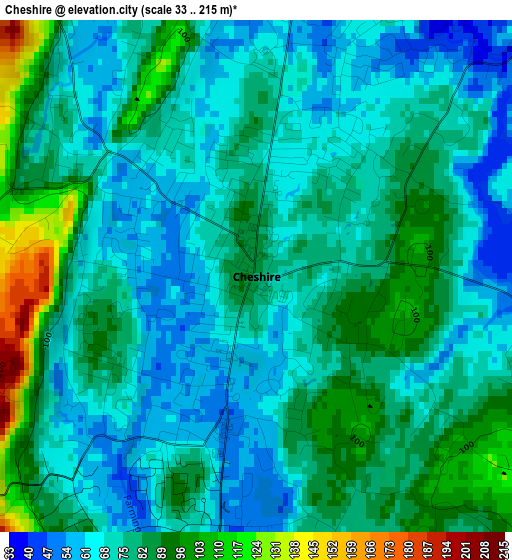 Cheshire elevation map