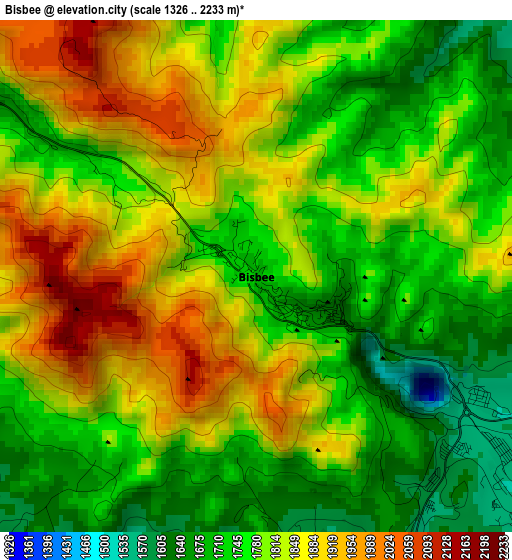 Bisbee elevation map