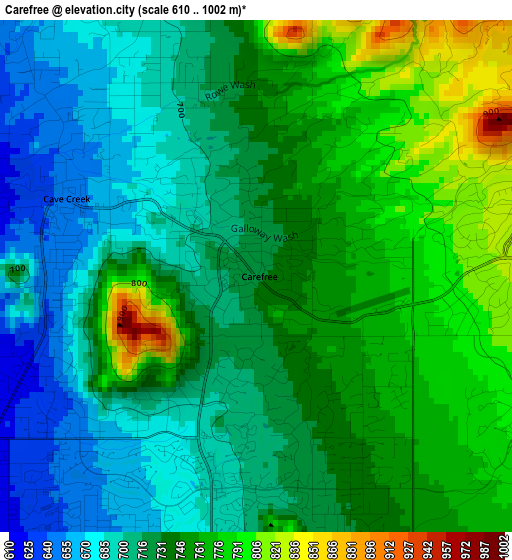 Carefree elevation map