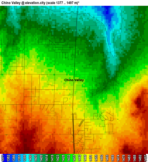 Chino Valley elevation map