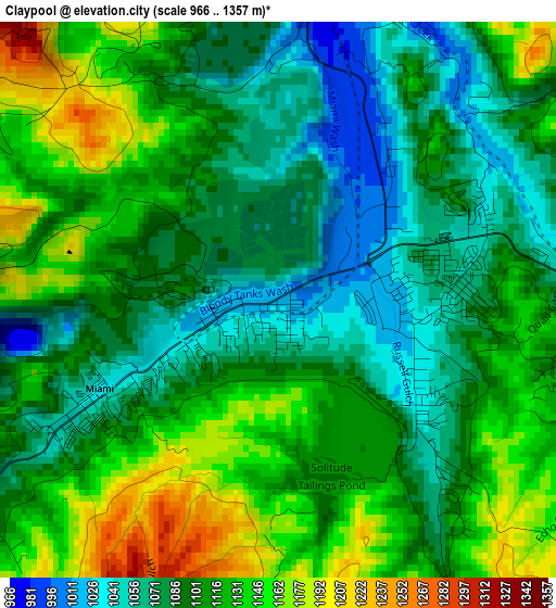 Claypool elevation map