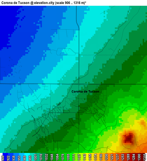 Corona de Tucson elevation map
