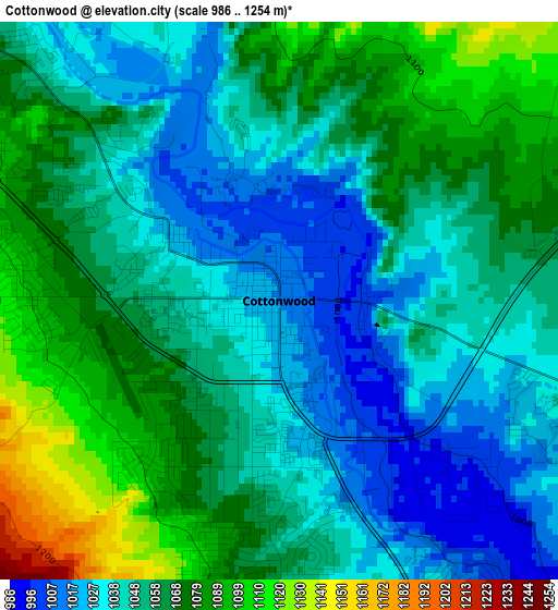 Cottonwood elevation map