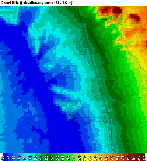 Desert Hills elevation map