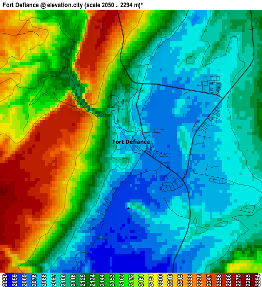 Fort Defiance elevation map