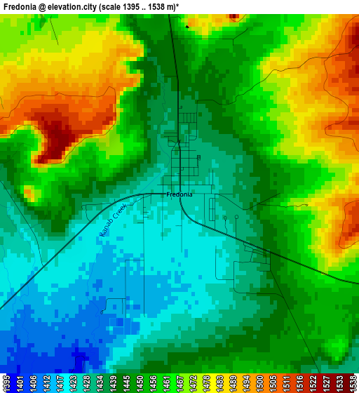 Fredonia elevation map