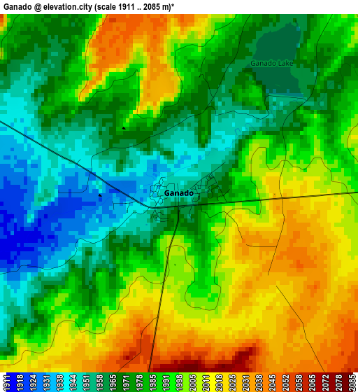 Ganado elevation map